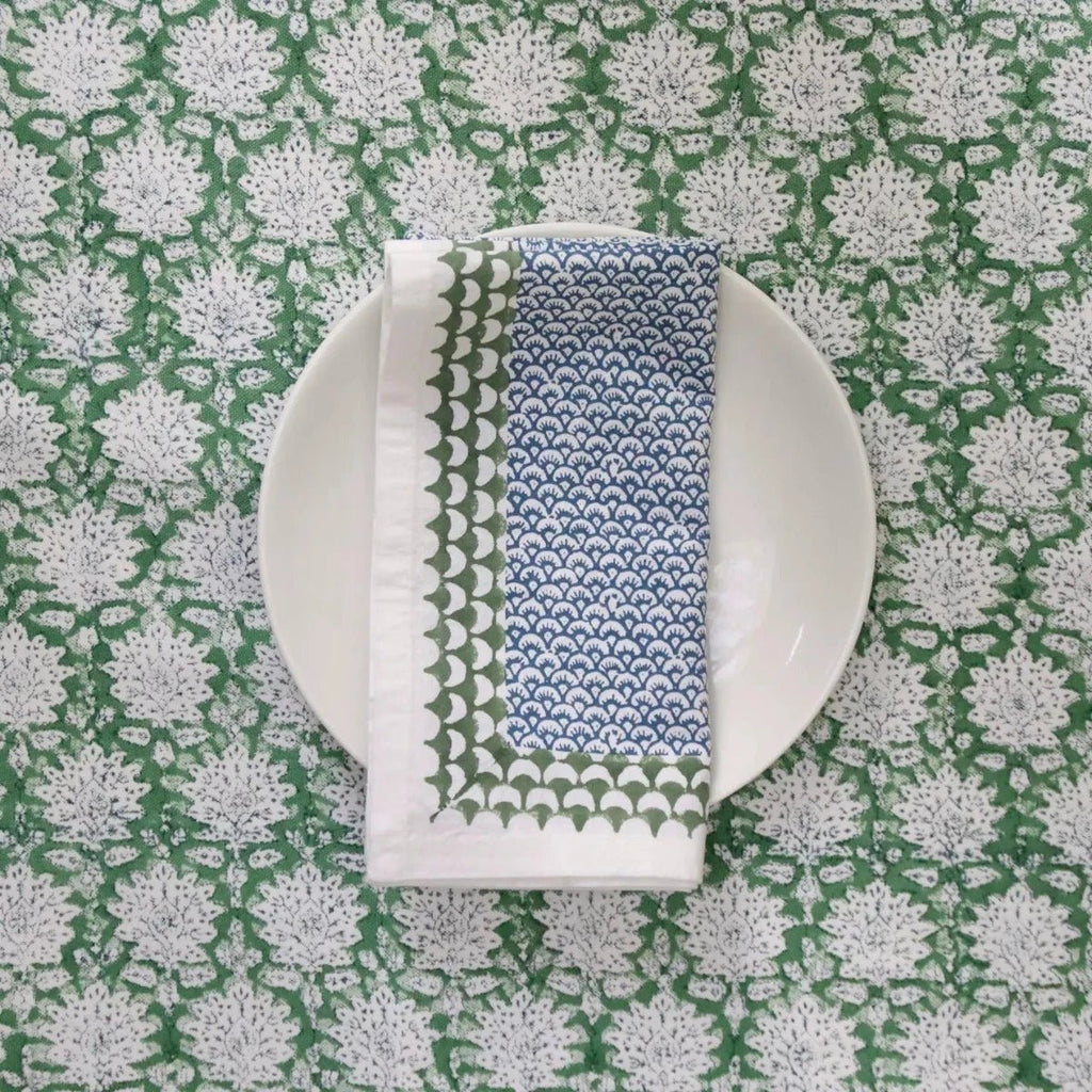 Block Print Tablecloth - Green - RhoolTableclothsRozablueBlock Print Tablecloth - Green