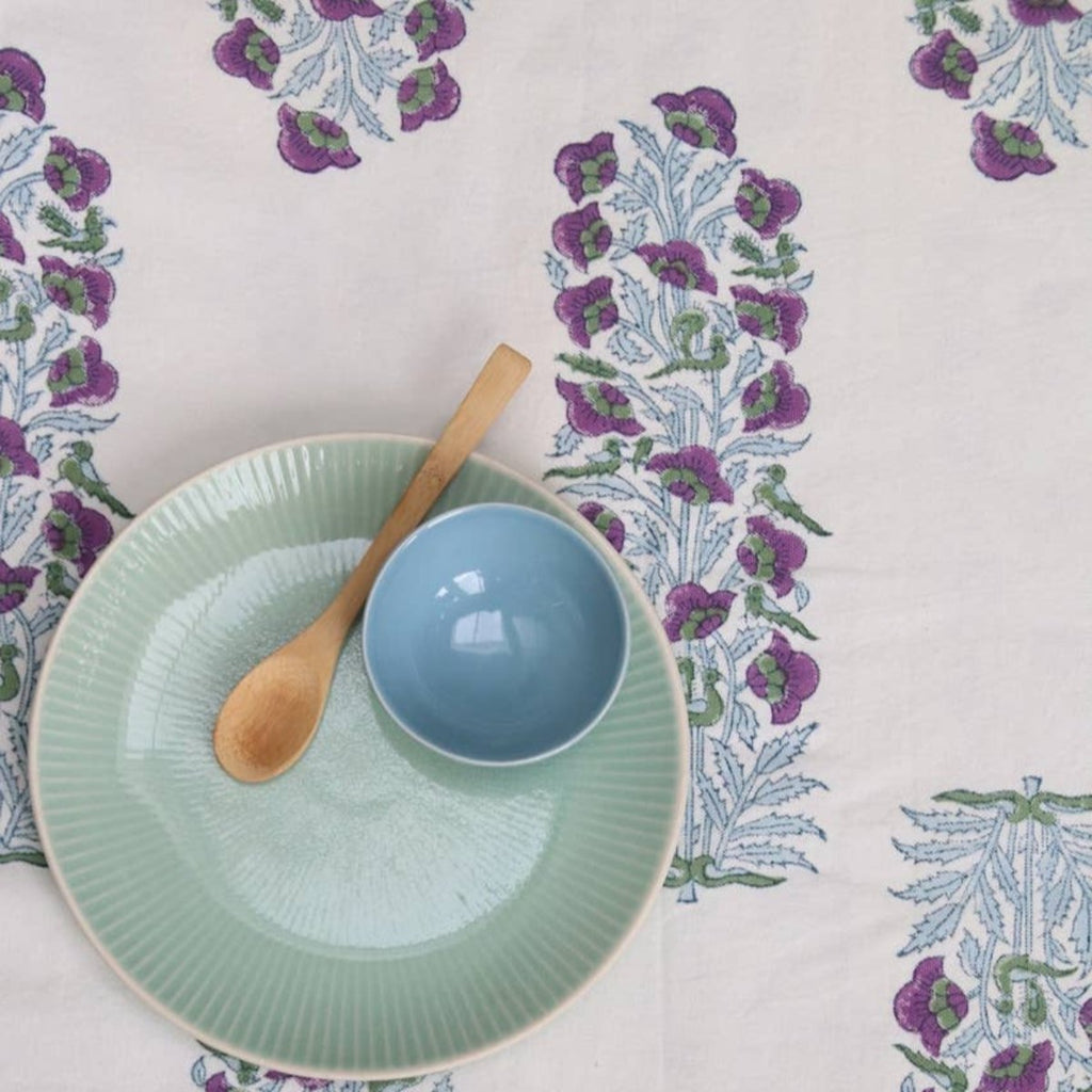 Block Print Tablecloth - Nightingale Lavender - RhoolTableclothsRozablueBlock Print Tablecloth - Nightingale Lavender