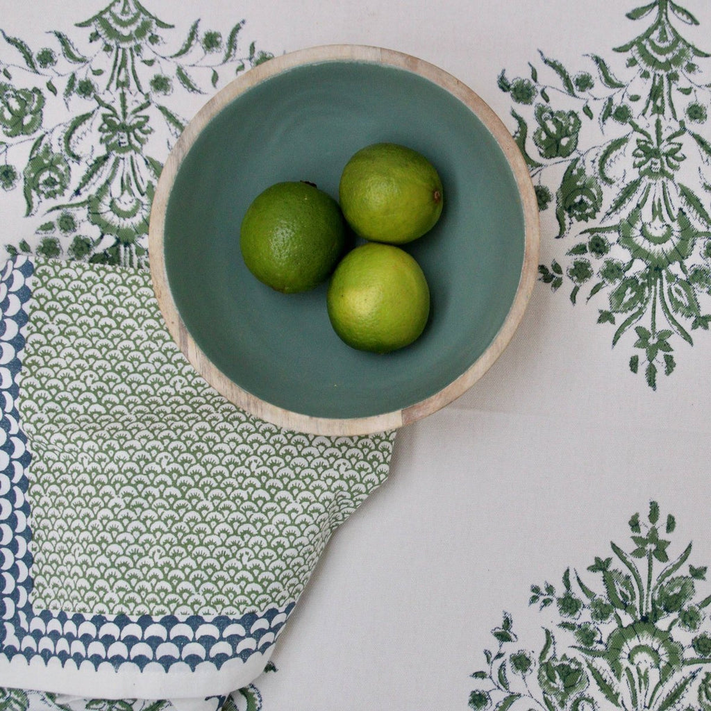 Block Printed Napkins - Green - RhoolNapkinRozablueBlock Printed Napkins - Green