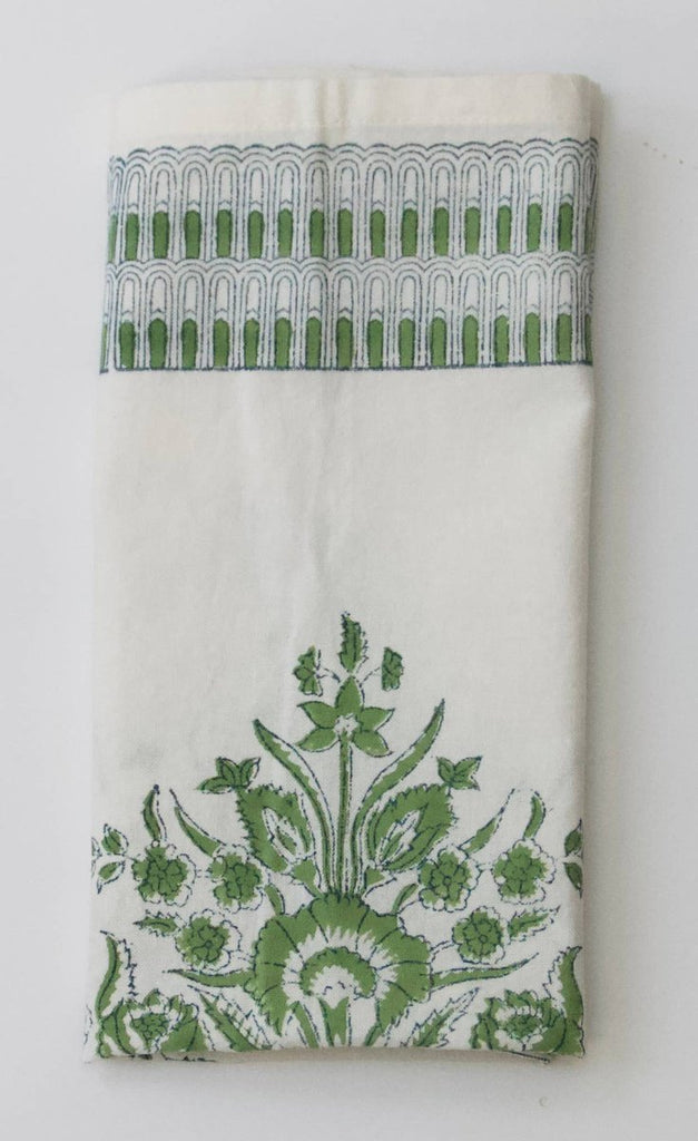 Block Printed Napkins - Varmala Green - RhoolNapkinRozablueBlock Printed Napkins - Varmala Green