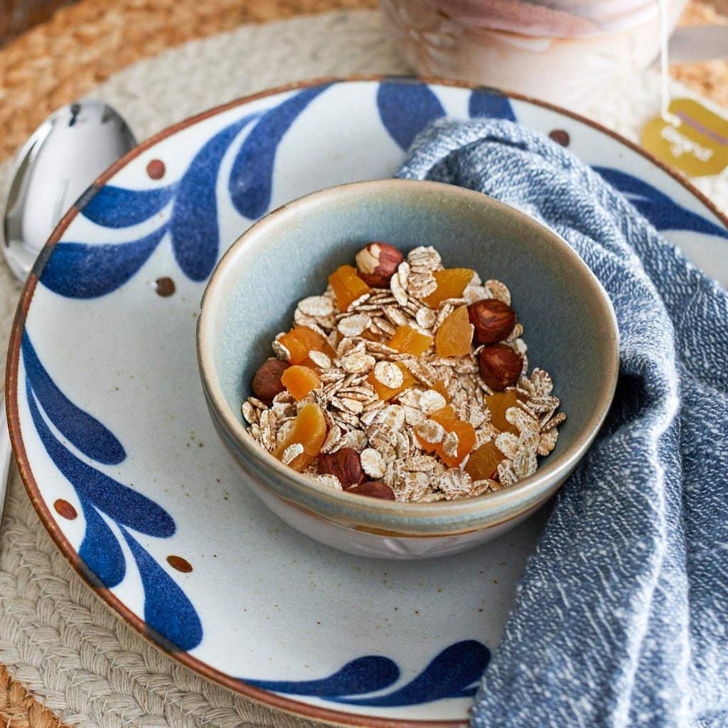 Camellia Blue and Brown Porcelain Pasta Bowl - RhoolBowlBloomingvilleCamellia Blue and Brown Porcelain Pasta Bowl