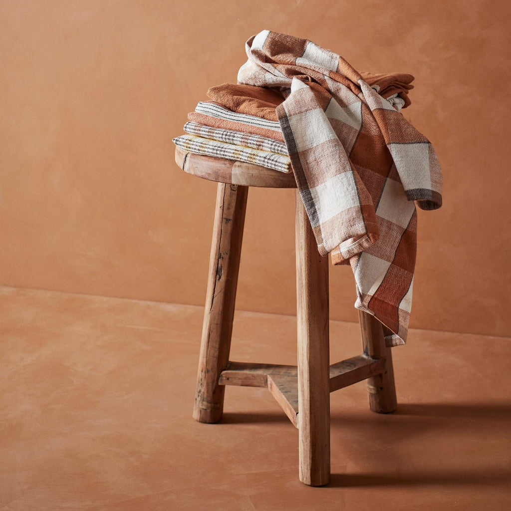 Checked Tea Towel - Burnt Orange - RhoolTea TowelsMadam StoltzChecked Tea Towel - Burnt Orange