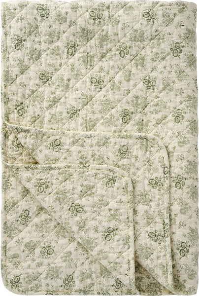 Cotton Quilt - Dusty Green Flowers - RhoolQuiltIB LaursenCotton Quilt - Dusty Green Flowers