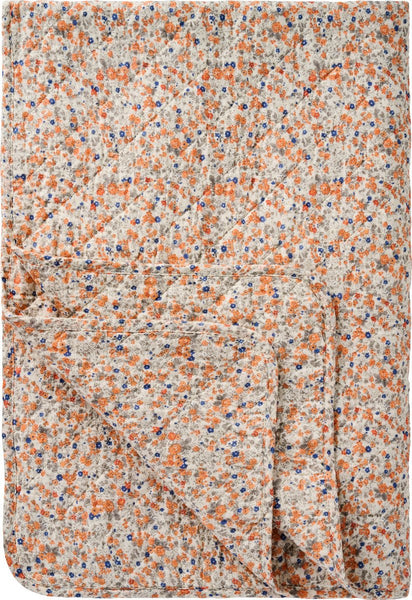 Cotton Quilt - Orange and Blue Flowers - RhoolQuiltIB LaursenCotton Quilt - Orange and Blue Flowers