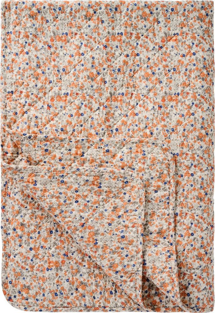 Cotton Quilt - Orange and Blue Flowers - RhoolQuiltIB LaursenCotton Quilt - Orange and Blue Flowers