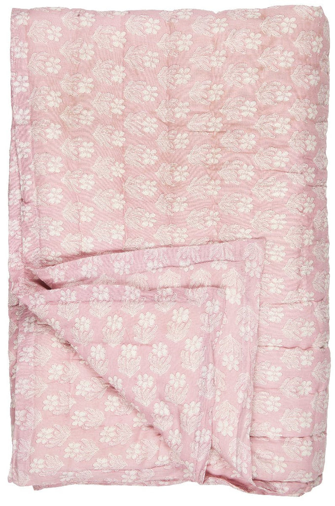 Cotton Quilt - Rose Malva Flowers - RhoolQuiltIB LaursenCotton Quilt - Rose Malva Flowers