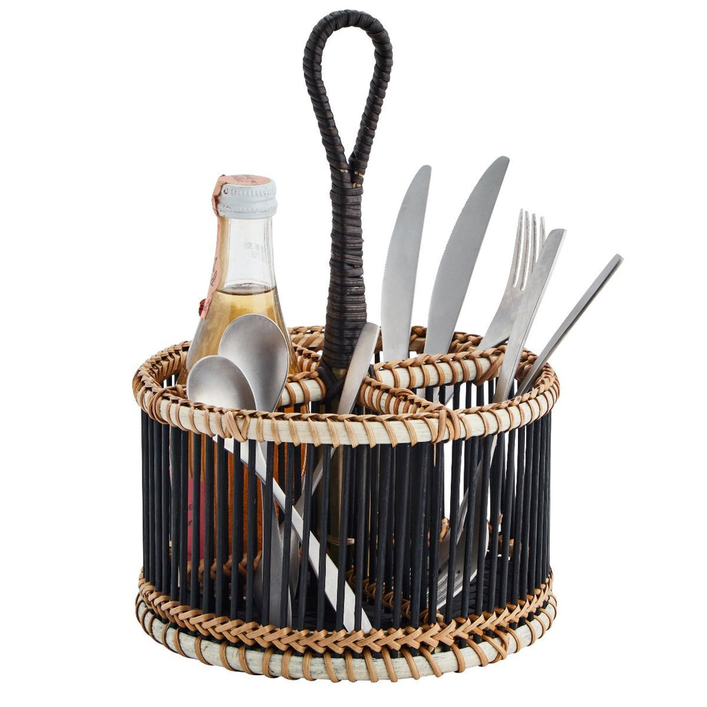 Cutlery Storage Basket Black and White - RhoolBasketsMadam StoltzCutlery Storage Basket Black and White