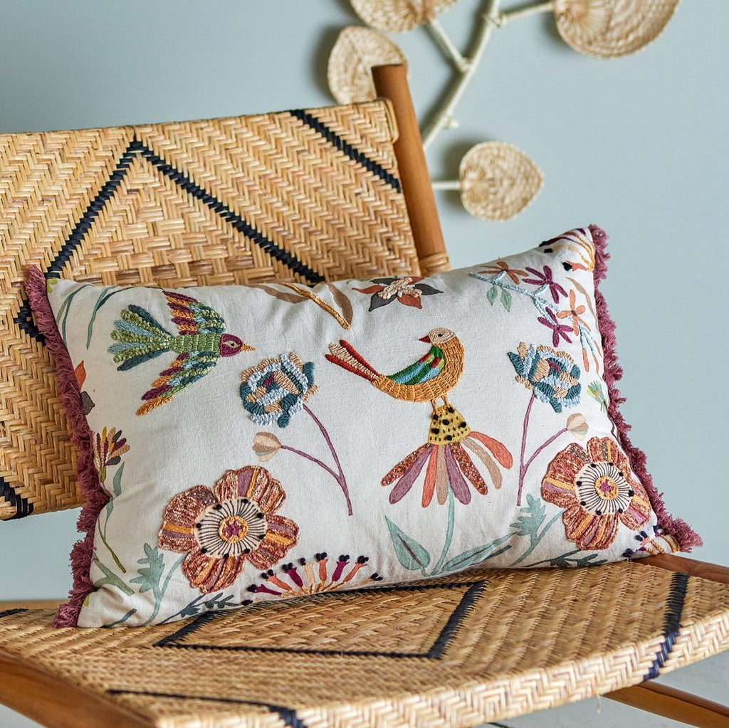 Embroidered Cushion - Birds - RhoolCushionBloomingvilleEmbroidered Cushion - Birds