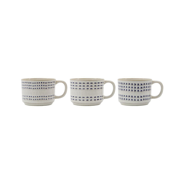 Gift Set of Three Blue and Off White Mugs - RhoolTablewareHouse DoctorGift Set of Three Blue and Off White Mugs