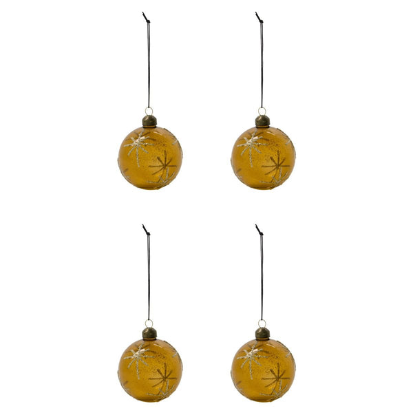 Glass Christmas Tree Bauble Set of 4 - Amber - RhoolBaubleHouse DoctorGlass Christmas Tree Bauble Set of 4 - Amber