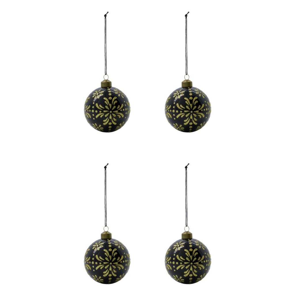 Glass Christmas Tree Bauble Set of 4 - Black - RhoolBaubleHouse DoctorGlass Christmas Tree Bauble Set of 4 - Black