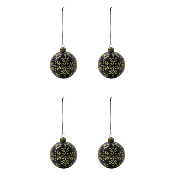 Glass Christmas Tree Bauble Set of 4 - Black - RhoolBaubleHouse DoctorGlass Christmas Tree Bauble Set of 4 - Black