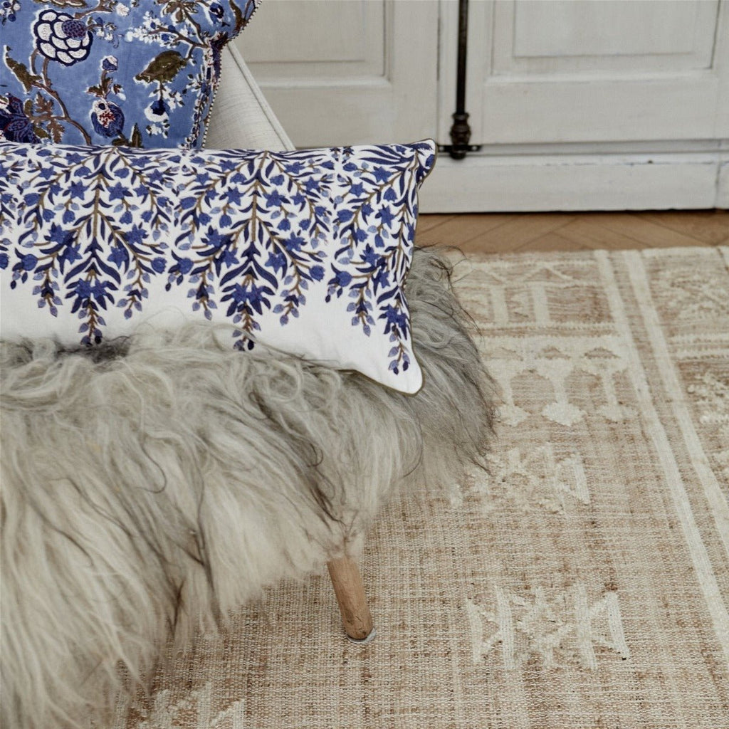 Hand Block Printed Cushion Cover - Indigo Floral - RhoolCushionBungalow DKHand Block Printed Cushion Cover - Indigo Floral