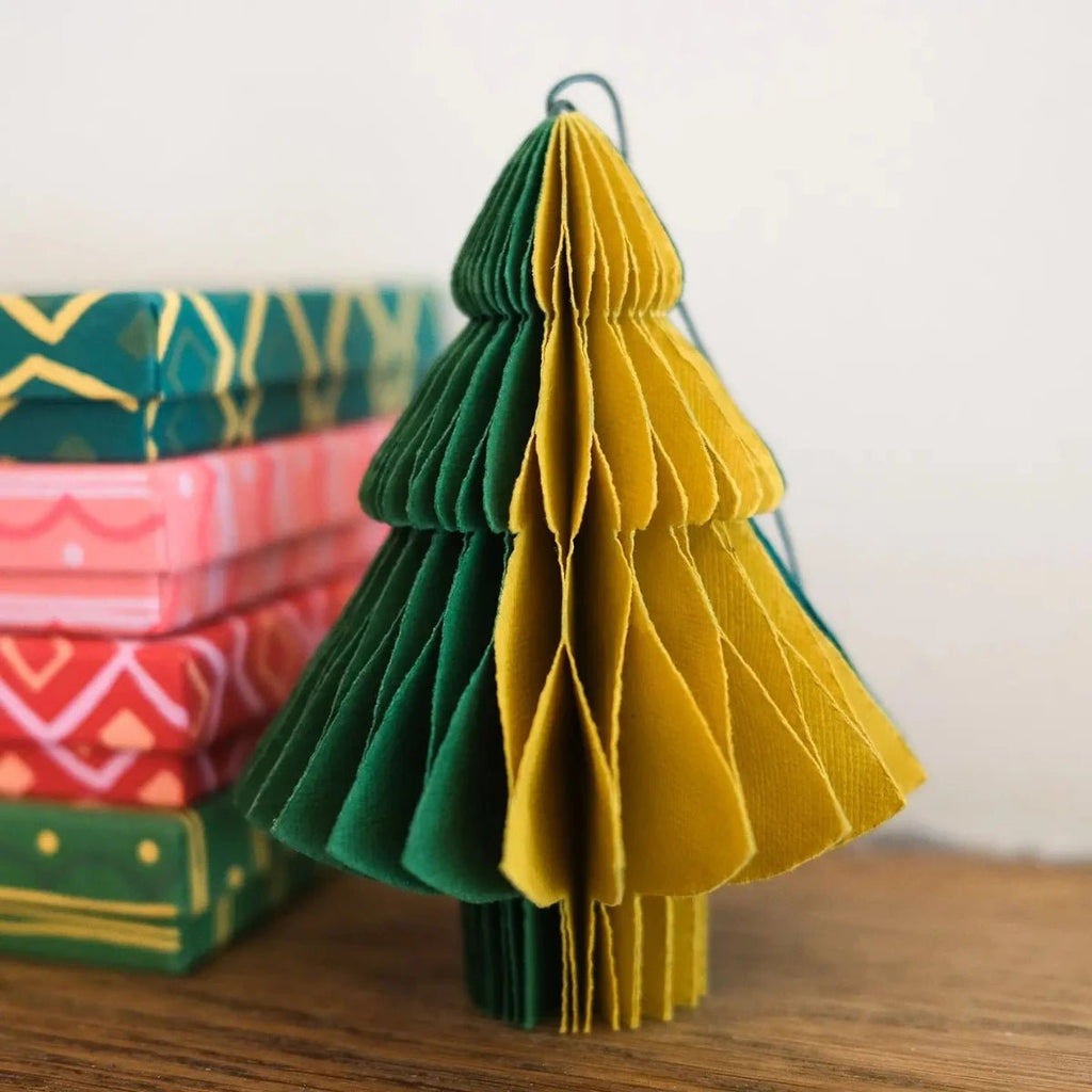 Hand Made Paper Concertina Tree Ornaments - RhoolBaubleEast End PressHand Made Paper Concertina Tree Ornaments