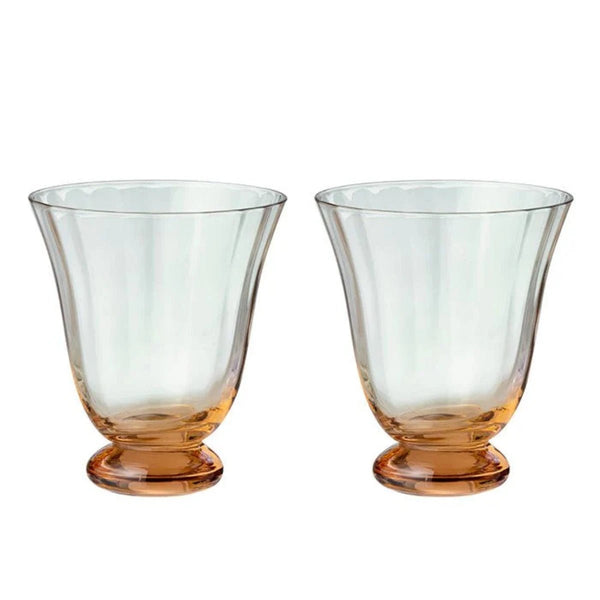 Pair Mouthblown Water Glass - Peach - RhoolWater GlassBungalow DKPair Mouthblown Water Glass - Peach