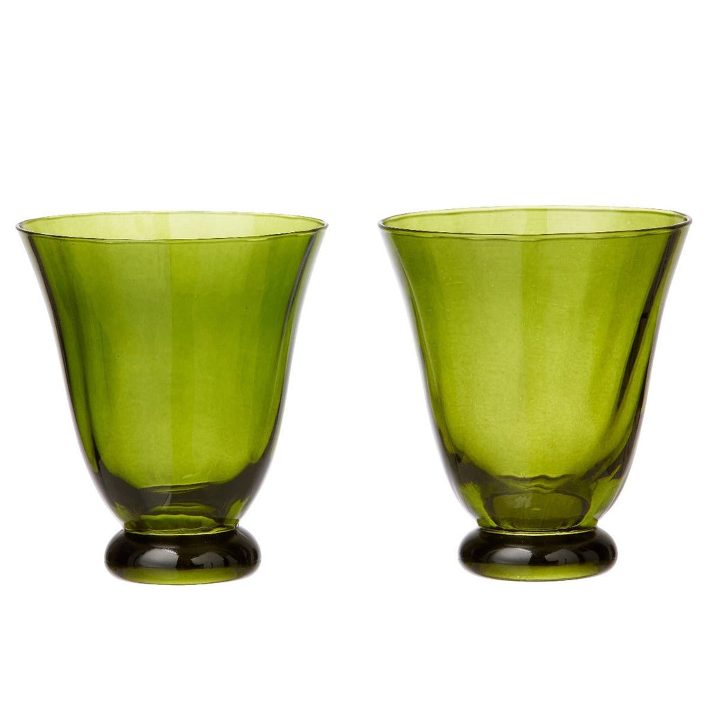 Pair Mouthblown Water Glass - Seaweed - RhoolWater GlassBungalow DKPair Mouthblown Water Glass - Seaweed