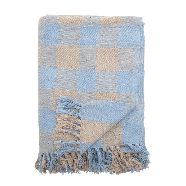 Pale Blue and Stone Recycled Soft Cotton Throw - RhoolThrowBloomingvillePale Blue and Stone Recycled Soft Cotton Throw