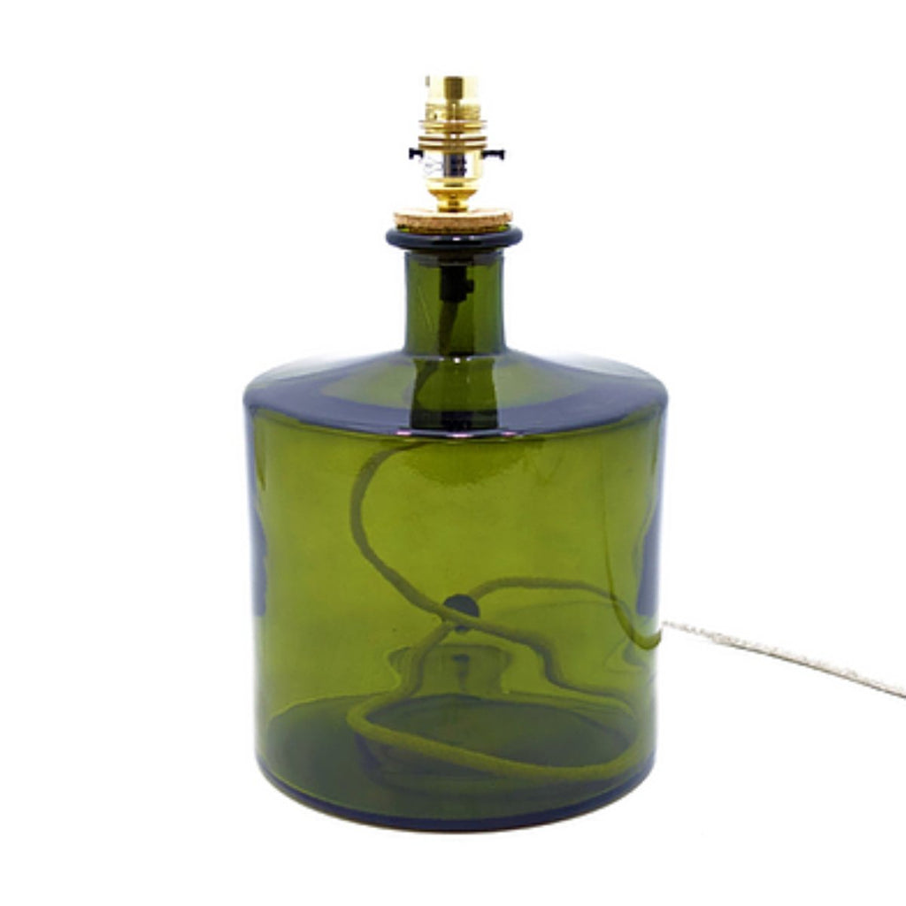 Recycled Olive Green Glass Lamp - RhoolLampsJarapaRecycled Olive Green Glass Lamp