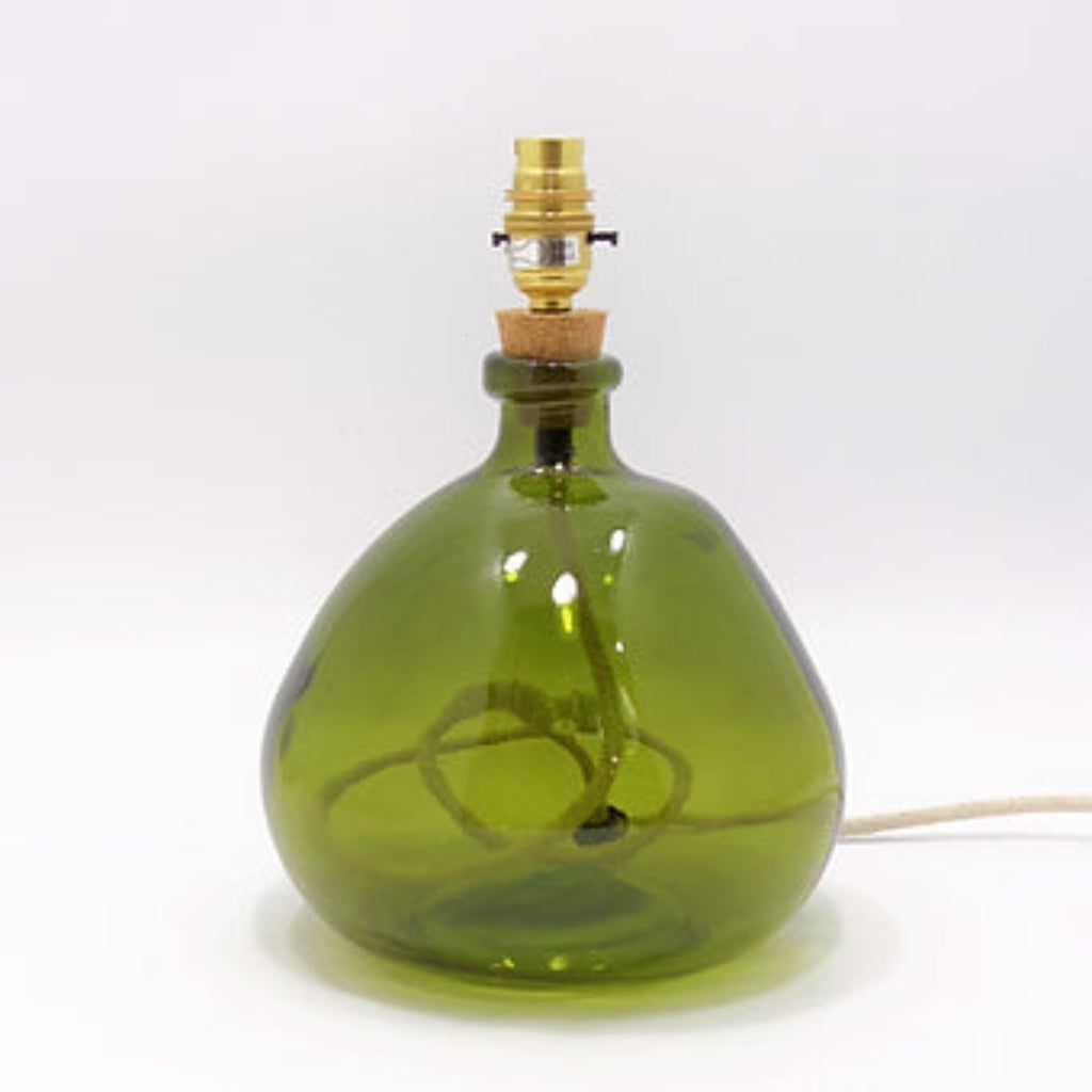 Recycled Olive Green Glass Lamp - RhoolLampsJarapaRecycled Olive Green Glass Lamp