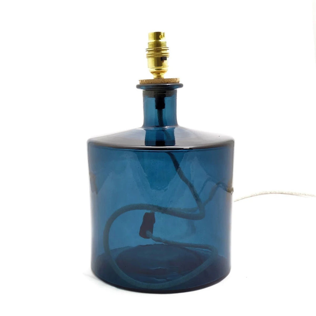 Recycled Petrol Blue Glass Lamp - RhoolLampsJarapaRecycled Petrol Blue Glass Lamp