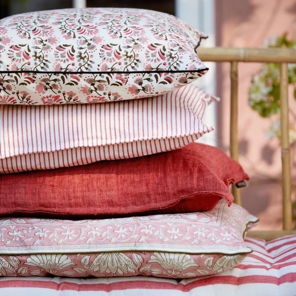 Red Striped Cushion Cover - RhoolCushionBungalow DKRed Striped Cushion Cover