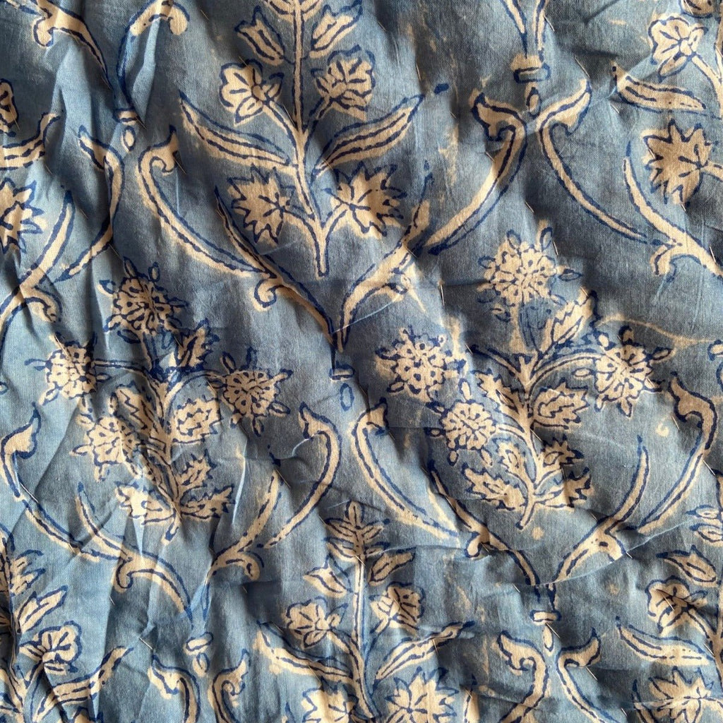 Reversible Block Print Cotton Quilt - Blue/White - RhoolQuiltBlock Print QuiltReversible Block Print Cotton Quilt - Blue/White