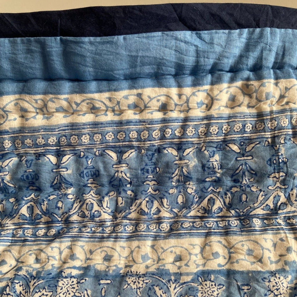 Reversible Block Print Cotton Quilt - Blue/White - RhoolQuiltBlock Print QuiltReversible Block Print Cotton Quilt - Blue/White