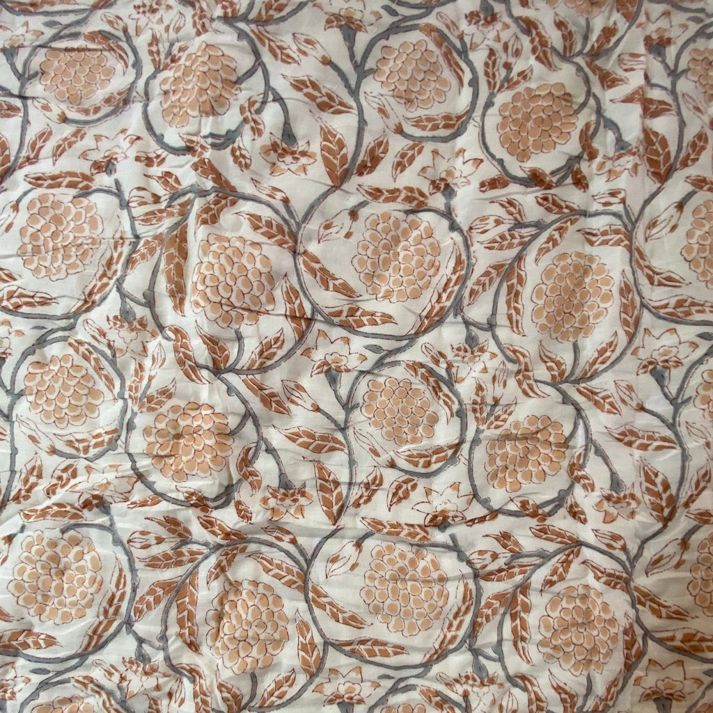 Reversible Block Print Cotton Quilt - Sand, Cappucinno - RhoolQuiltBlock Print QuiltReversible Block Print Cotton Quilt - Sand, Cappucinno