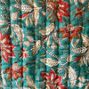 Reversible Block Print Cotton Quilt - Teal, Orange, White Floral - RhoolQuiltBlock Print QuiltReversible Block Print Cotton Quilt - Teal, Orange, White Floral