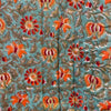 Reversible Block Print Cotton Quilt - Turquoise/Orange Flower - RhoolQuiltBlock Print QuiltReversible Block Print Cotton Quilt - Turquoise/Orange Flower