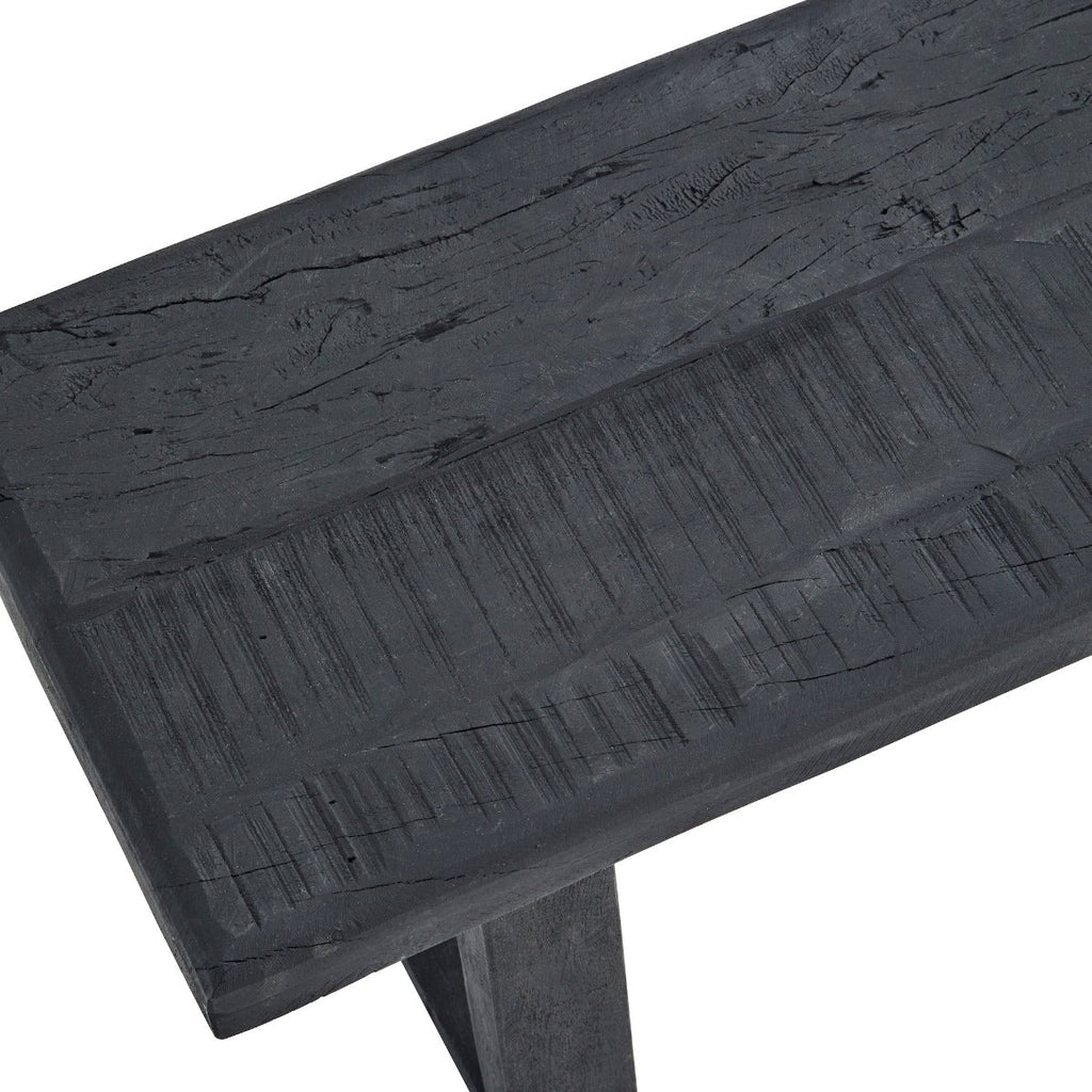 Rustic Black Wooden Bench - RhoolBenchesMadam StoltzRustic Black Wooden Bench