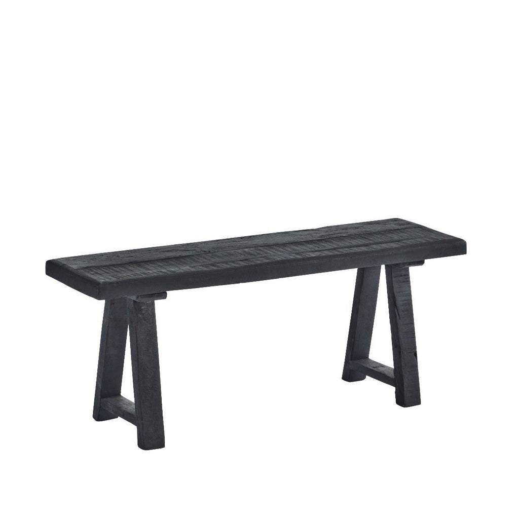 Rustic Black Wooden Bench - RhoolBenchesMadam StoltzRustic Black Wooden Bench