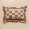 Scalloped Checkered Cushion Cover - Camel - RhoolCushionTBCoScalloped Checkered Cushion Cover - Camel