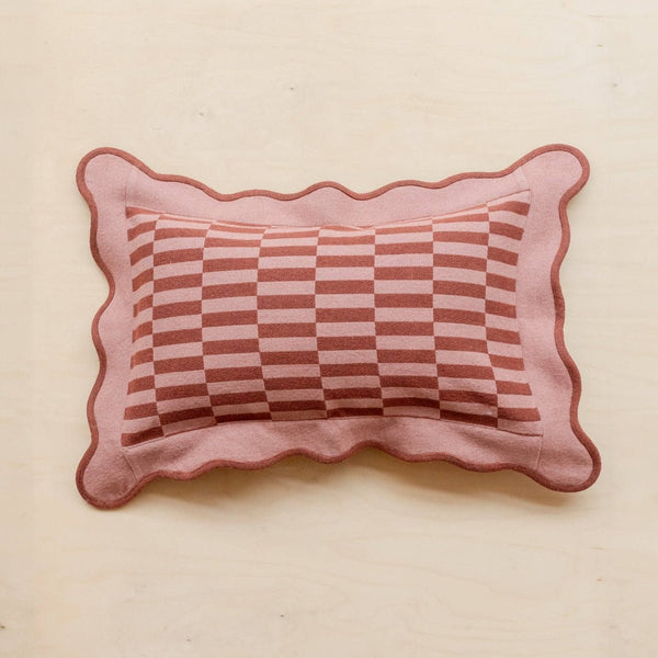 Scalloped Checkered Cushion Cover - Rose - RhoolCushionTBCoScalloped Checkered Cushion Cover - Rose