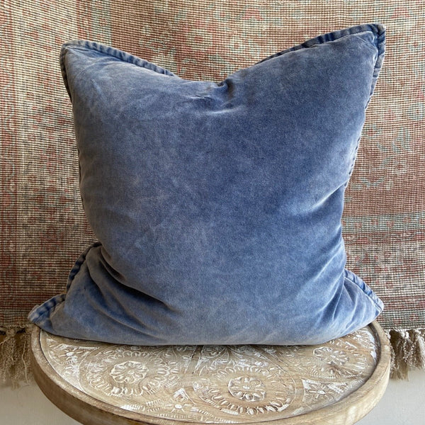 Stonewashed Velvet Cushion Cover - Soft Blue - RhoolCushionStone Washed VelvetStonewashed Velvet Cushion Cover - Soft Blue