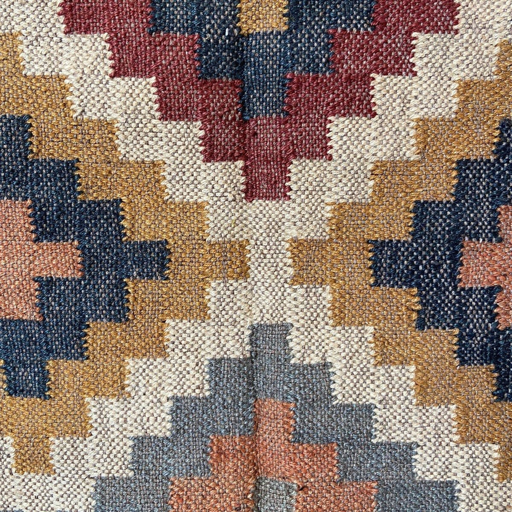 Wool and Jute Rectangular Kilim Rug - RhoolRugKilimWool and Jute Rectangular Kilim Rug