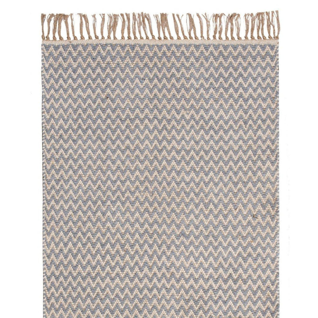 Zig Zag Recycled Cotton Rug - Grey/Steel Blue - RhoolRugRhoolZig Zag Recycled Cotton Rug - Grey/Steel Blue