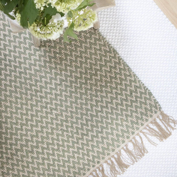 Zig Zag Recycled Cotton Rug - Sage Green - RhoolRugRhoolZig Zag Recycled Cotton Rug - Sage Green